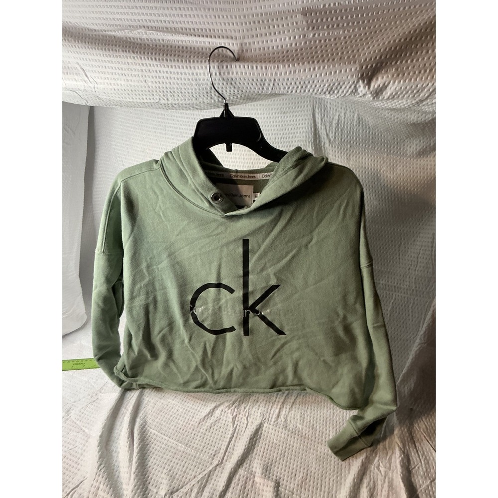 Womens Calvin Klein Cropped Hoodie Small Green